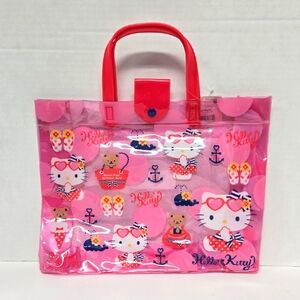 Sanrio 2012 Hello Kitty Original Pink Tote with Nautical Theme 13.5x10.5x3.5"